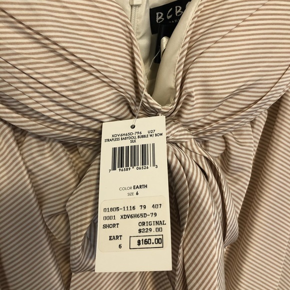 😍NWT strapless babydoll bubble silk dress size 6 - Picture 5 of 5